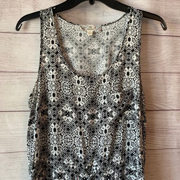 Pink Republic Geometric Pattern Dress Sleeveless Pocket Drawstring Waist Size L - Picture 4 of 12